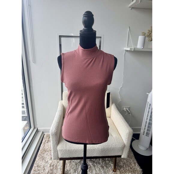 Rachel Zoe Pink Sleeveless Mock Neck Ribbed Tank Size Medium NWT! - Picture 1 of 6